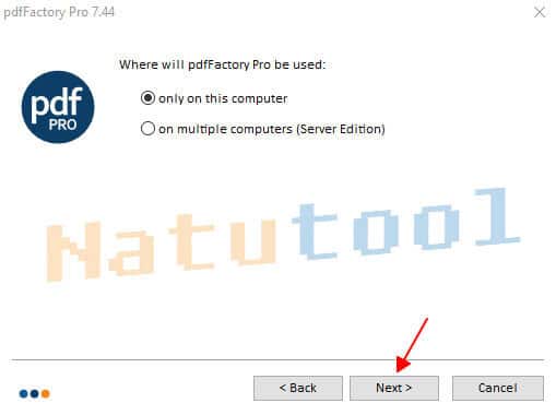 Chọn ngôn ngữ cài đặt pdfFactory Pro
