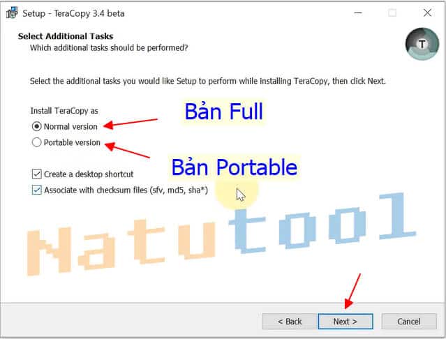Chọn phiên bản TeraCopy