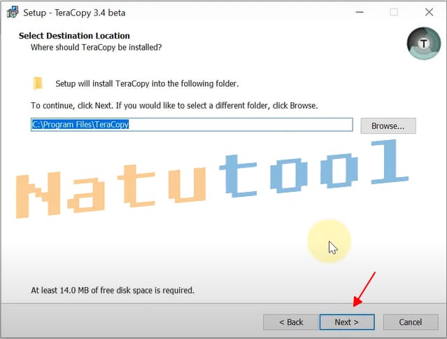 Chọn thư mục cài đặt TeraCopy