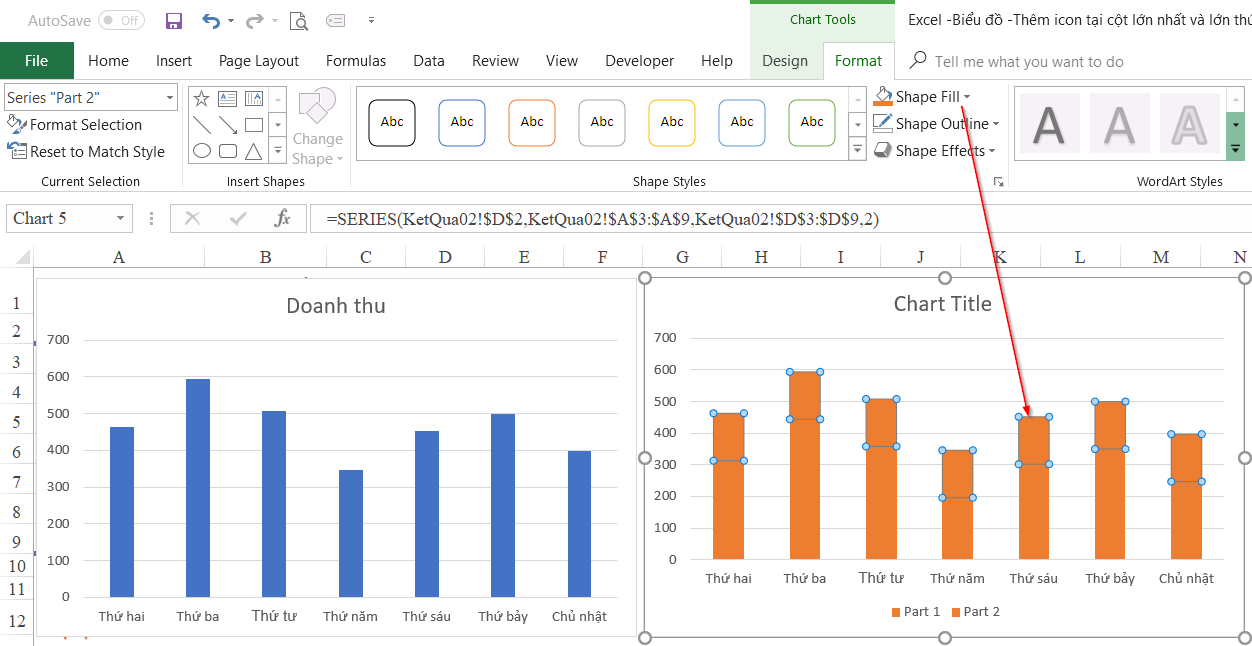 Tự Động Gắn Logo Trên Biểu Đồ Cột Trong Excel Đổi màu cột trong biểu đồ Stacked Column