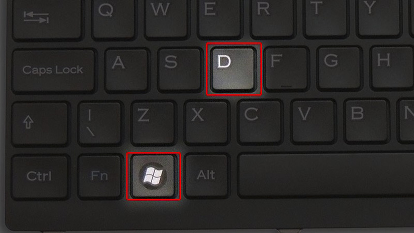 Sử dụng phím tắt Windows + D