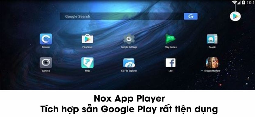 Giao diện phần mềm giả lập Android NoxPlayer