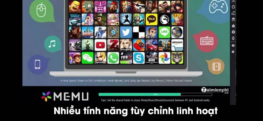 Giao diện phần mềm giả lập Android MEmu