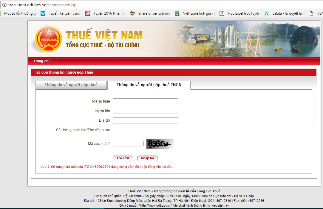 Truy cập website Tổng cục Thuế
