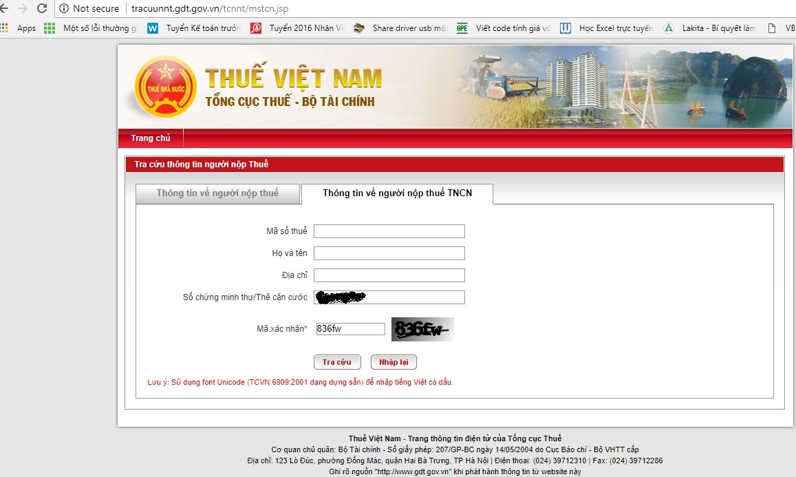 Nhập CMND/CCCD và mã xác nhận