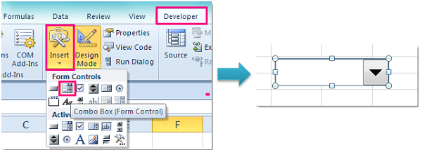 Chèn Combo Box Form Control