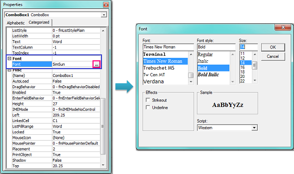 Thay đổi font chữ