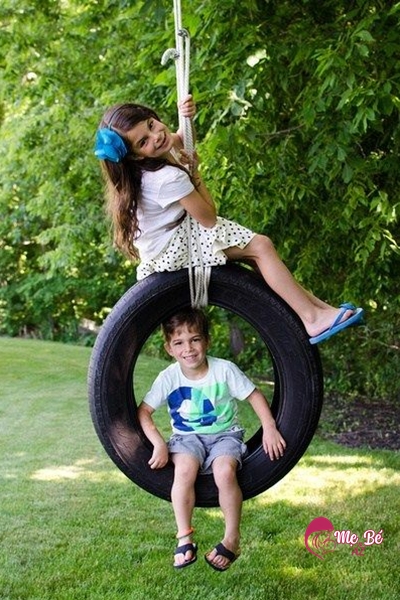 Xích đu lốp xe hình thú ngộ nghĩnh