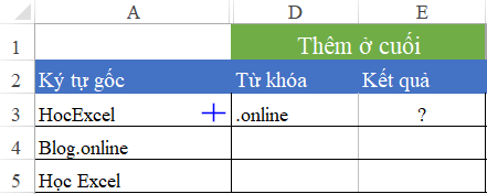 Chèn Ký Tự vào Chuỗi Ký Tự trong Excel: Hướng Dẫn Chi Tiết Yêu cầu thêm ký tự ở cuối