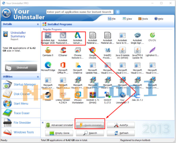 Giao diện Your Uninstaller 7.5 Tiếng Việt