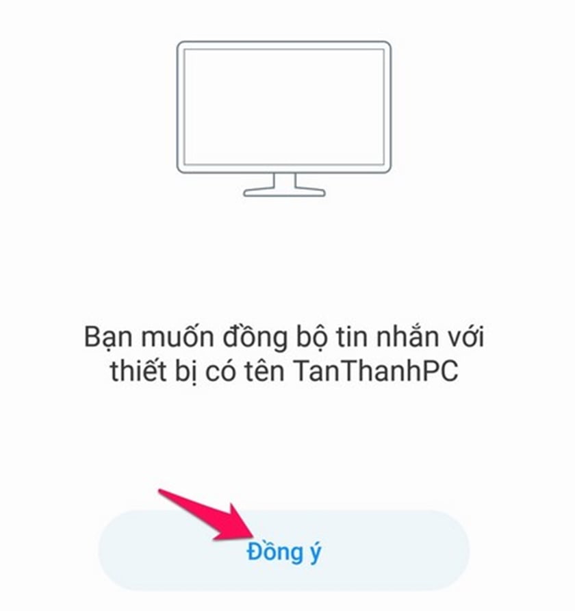 Đồng ý đồng bộ tin nhắn trên điện thoại