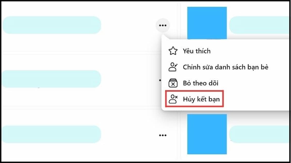 Nhấn nút "huỷ kết bạn" trên Facebook