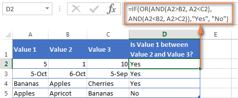 Công thức Excel cho điều kiện nằm giữa khoảng giá trị, hỗ trợ cả văn bản, số và ngày