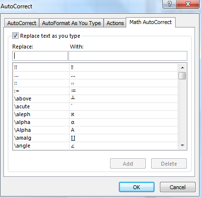 Tối ưu Tính năng AutoCorrect trong Excel Math AutoCorrect