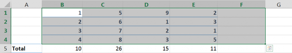 AutoSum nhiều hàng