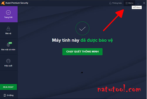 Menu Avast Premium Security