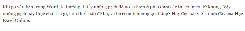 alt text: Ví dụ về gạch đỏ trong Word