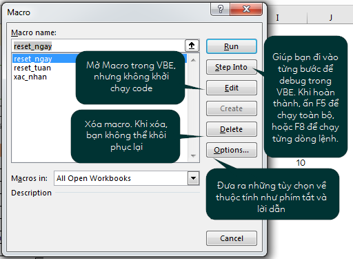 Quản lý Macro trong Excel