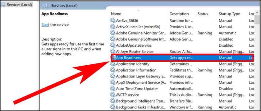 Vô hiệu hóa AppReadiness trong Services