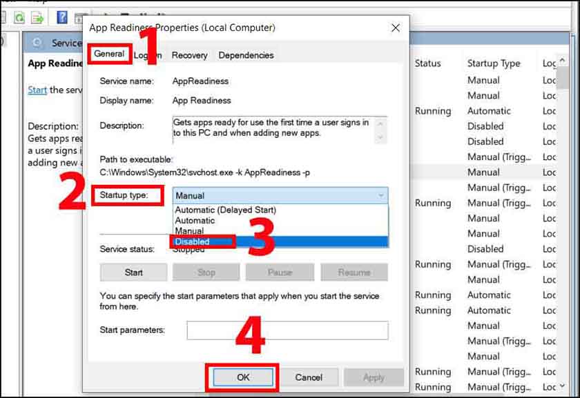 Thiết lập Disabled