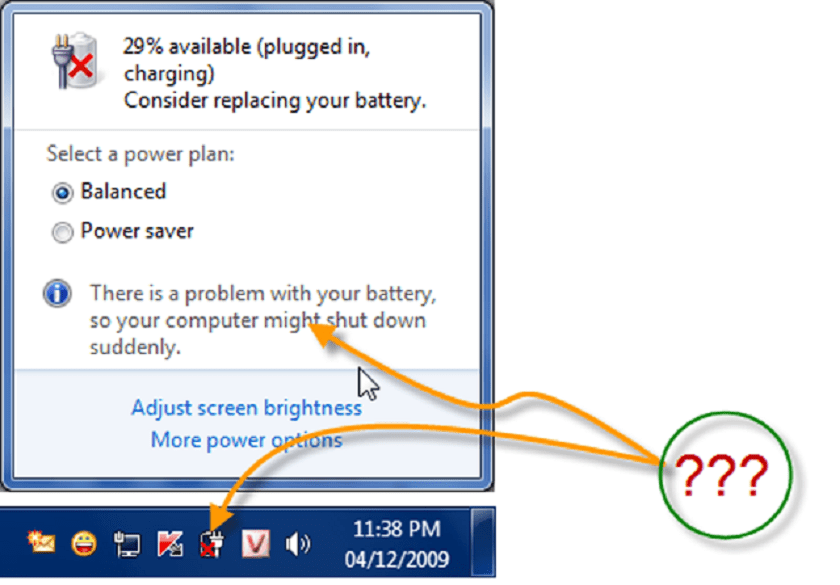 Lỗi pin laptop dấu X đỏ