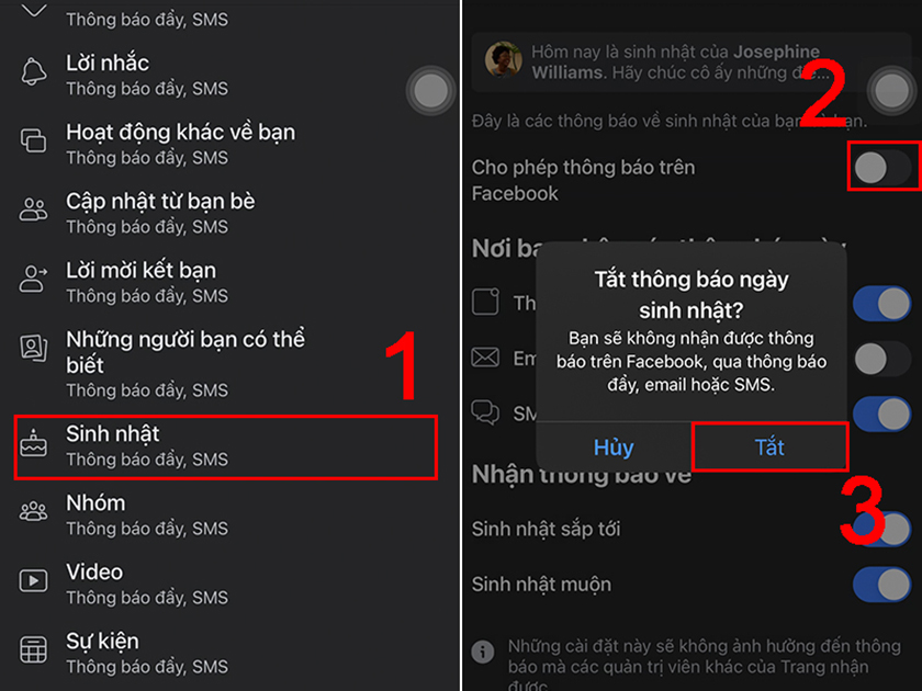 Tắt thông báo sinh nhật trên điện thoại