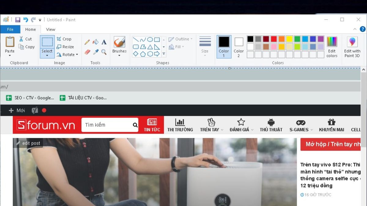 Dán ảnh vào Paint