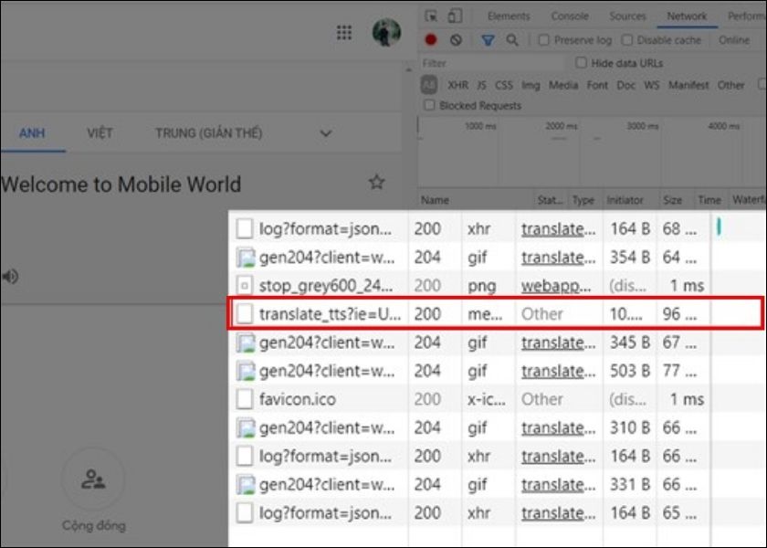 Tìm đoạn mã âm thanh trong Network