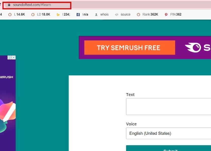 Truy cập trang web Soundoftext