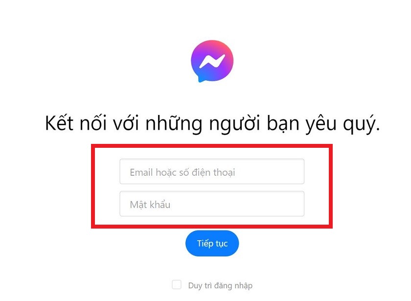 Đăng nhập Messenger bằng tài khoản Facebook