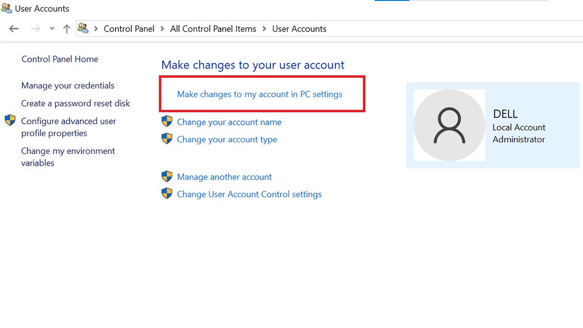Thay đổi cài đặt tài khoản