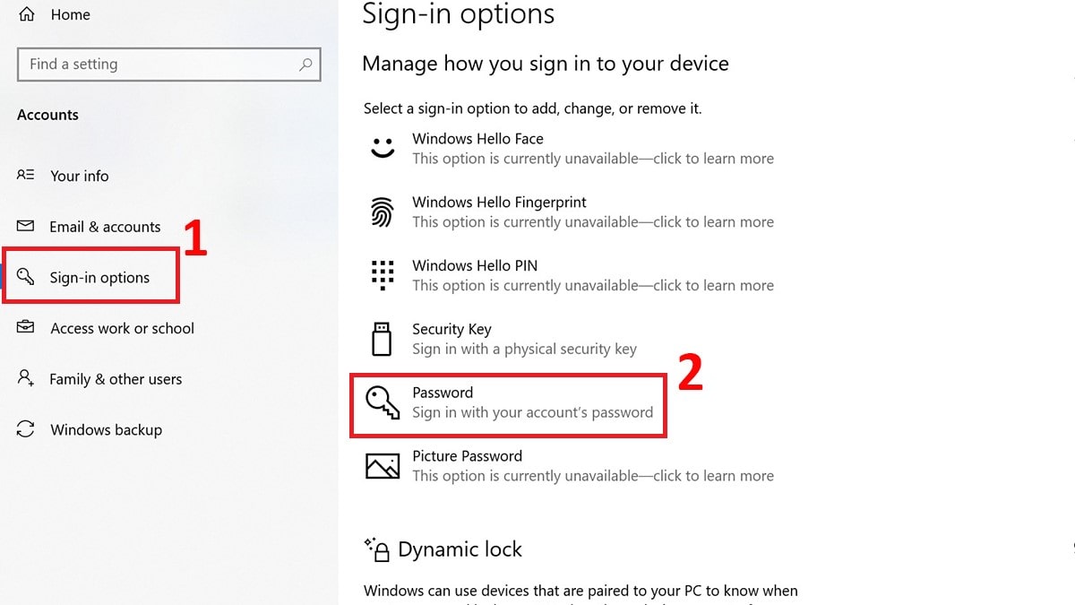 Thiết lập mật khẩu