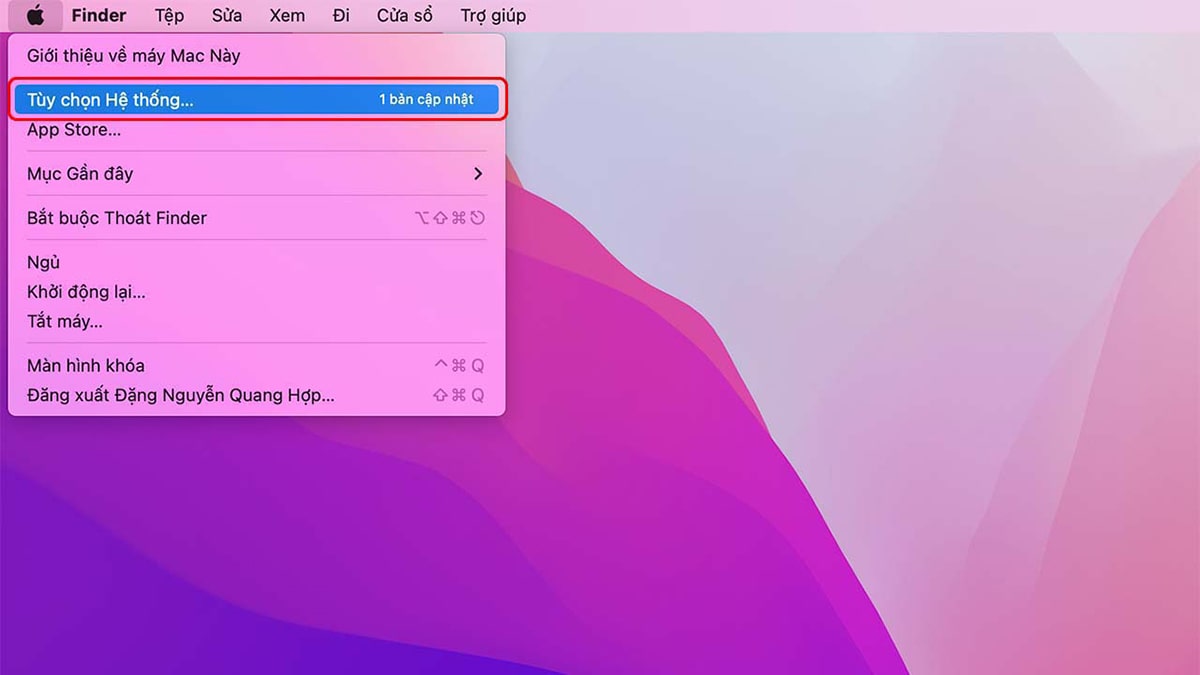 Mở System Preferences trên Macbook