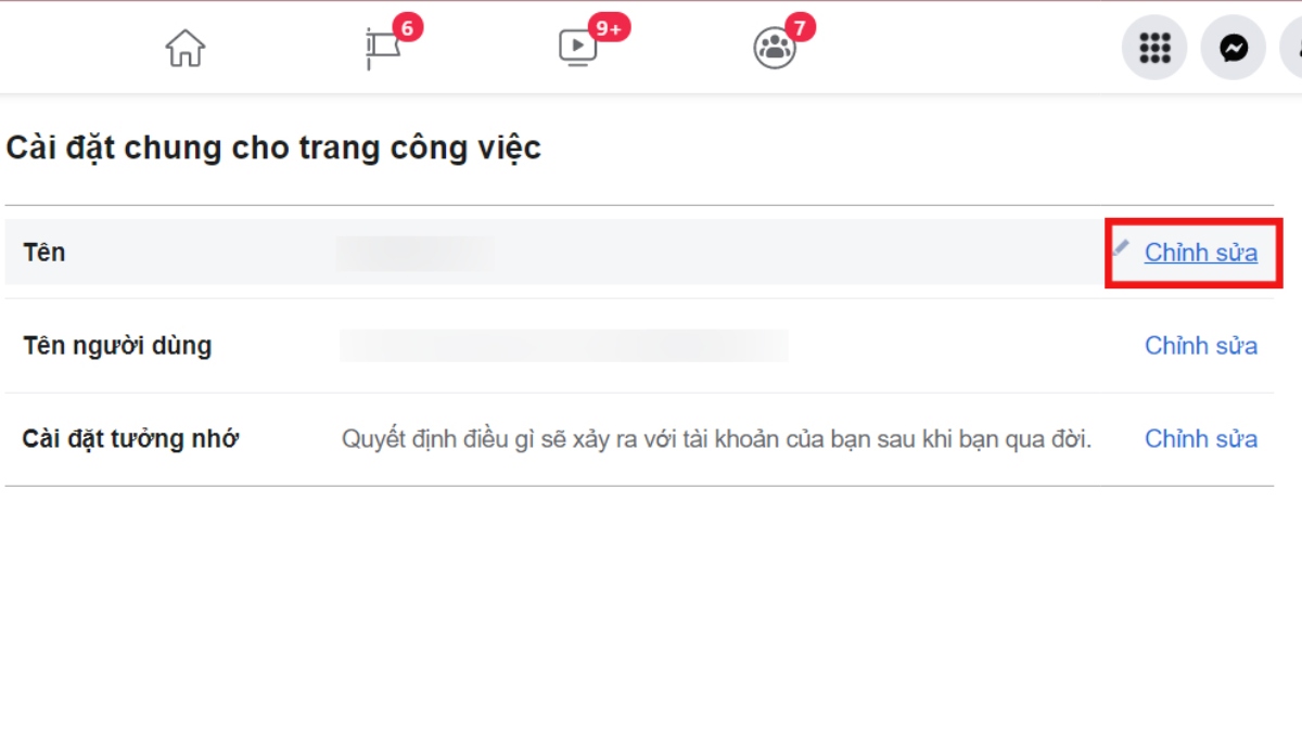Chỉnh sửa tên Facebook trên máy tính
