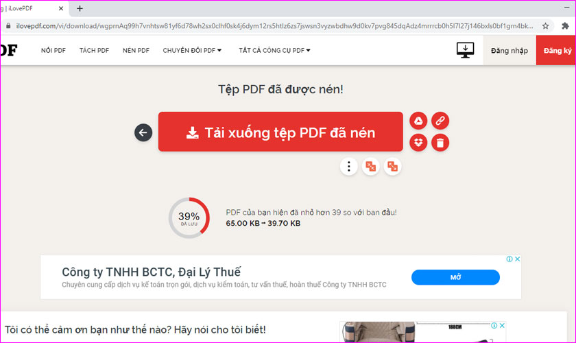 Cách Nén File PDF Nhanh Chóng và Hiệu Quả Tải file PDF đã nén từ iLovePDF