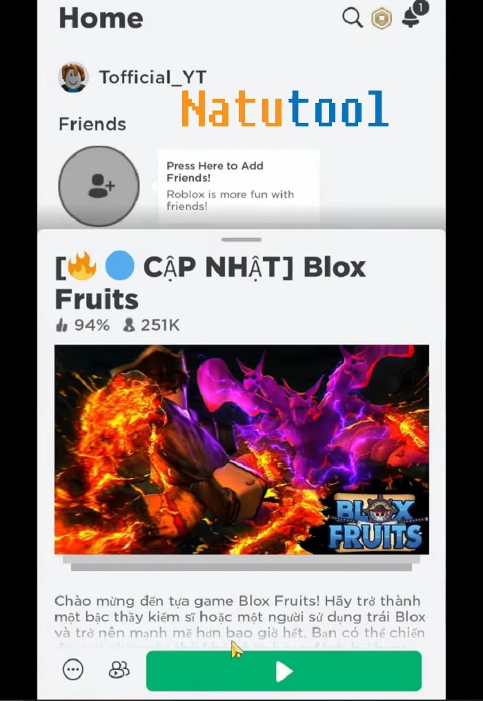 Hướng Dẫn Hack Blox Fruit Trên Điện Thoại Và Máy Tính Mới Nhất 2025 alt text: Mở Blox Fruit trong Roblox