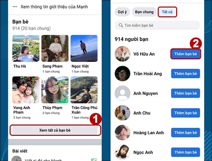 Xem tất cả bạn bè trên Facebook