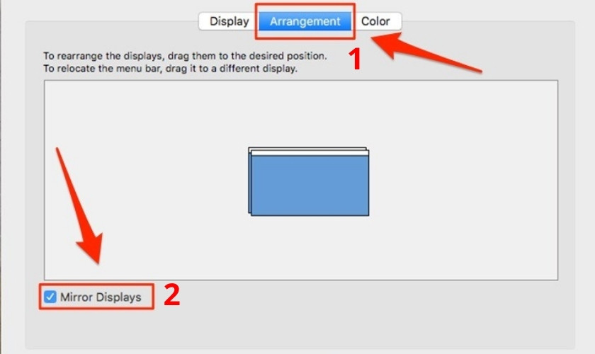 Chọn vào ô Mirror Displays