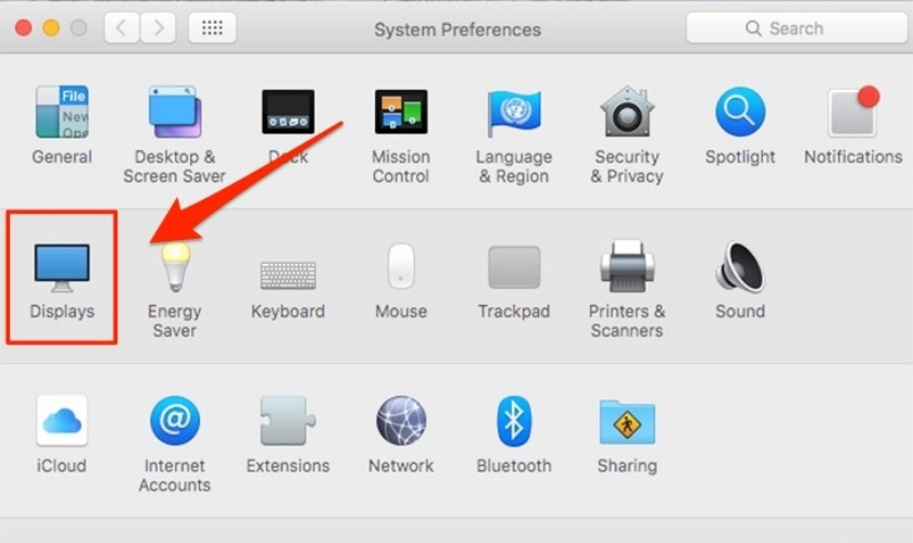 Chọn Display để phản chiếu màn hình Macbook lên Tivi