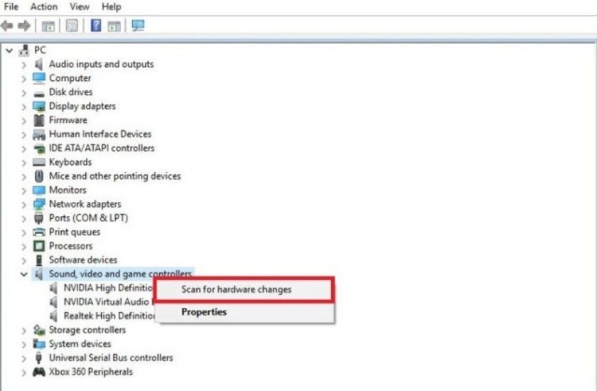 Quét tìm thay đổi phần cứng