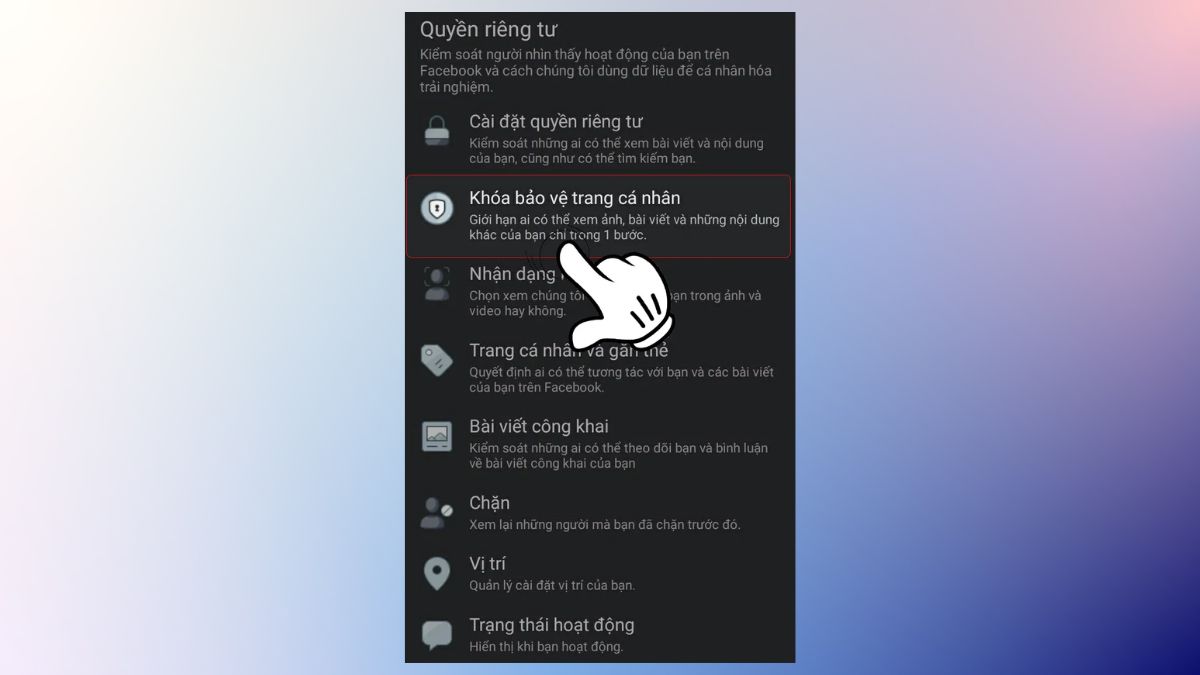 Kích hoạt khóa trang cá nhân Facebook
