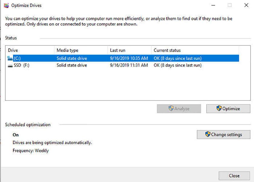 Kiểm tra ổ cứng bằng Defragment and Optimize Drives