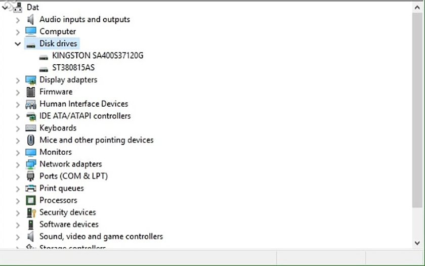 Kiểm tra ổ cứng bằng Device Manager