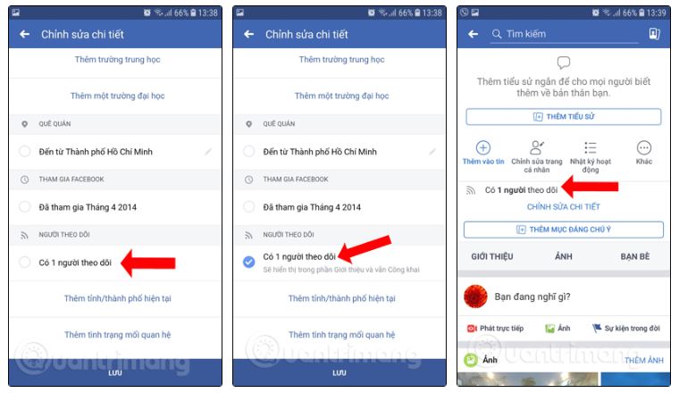 Hiển thị Số Người Theo Dõi trên Facebook: Hướng Dẫn Chi Tiết Tích chọn "Số lượng người đang theo dõi" và nhấn "Lưu"