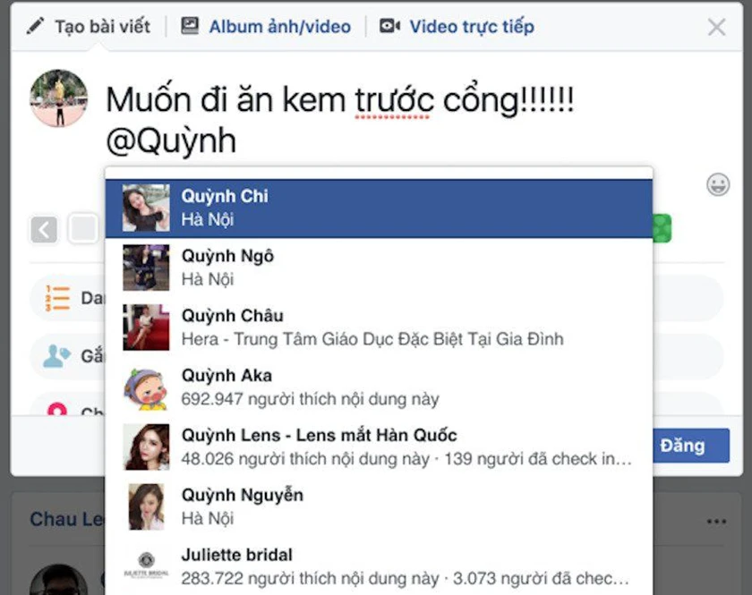 Cách gắn thẻ bạn bè trên bài đăng Facebook