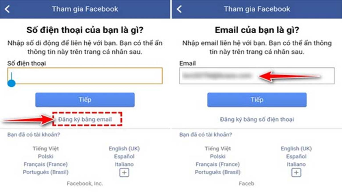 Đăng ký bằng email