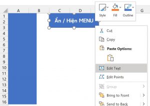 Tạo hình chữ nhật cho menu