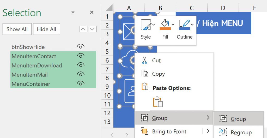 Nhóm các thành phần menu