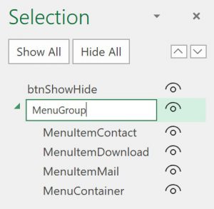 Đặt tên cho nhóm Menu