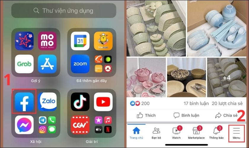 Vào cài đặt Facebook trên iOS và Android